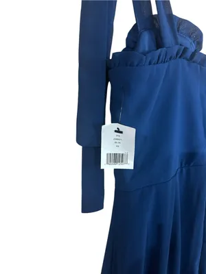 NEW Lulu’s Truly Gorgeous Dark Blue Ruffled Bustier Tie-Strap Maxi Dress XS NWT thumbnail 8