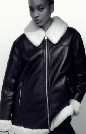 Zara Nwt Double Faced Jacket With Faux Fur thumbnail 9