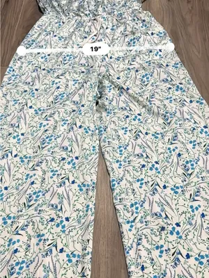 Victoria's Secret White and Blue Floral Wide-Leg Jumpsuit thumbnail 8