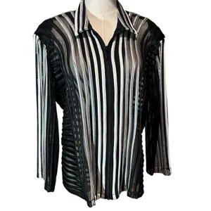 Damee Inc 2 PC Set Top and Overshirt Black Silver Sheer Mesh Art XL Space Punk thumbnail 6