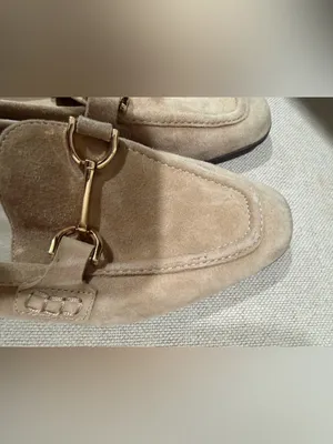 Steve Madden Suede Loafers in Light Beige with Gold Bit thumbnail 3
