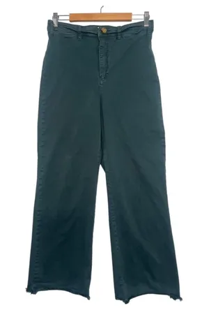 Marine Layer Pants Womens 10 Green Wide Leg High Rise Raw Hem Stretch Classic thumbnail 1