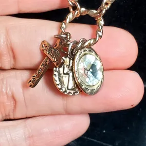Cato C 1946 Serenity Prayer Necklace 34" Religion Spiritual Cross Rhinestone thumbnail 3