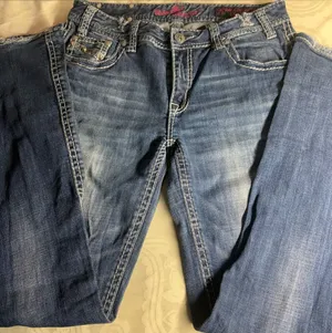 Rock & Republic Dark Blue Denim Jeans with Pink Embroidery thumbnail 1