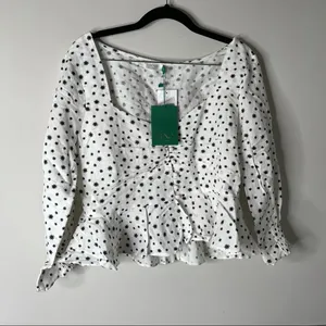 Rixo white stars sameera linen blend starry button down‎ blouse size large Black thumbnail 5