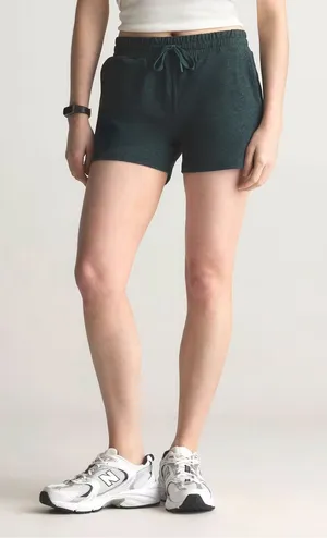 QUINCE Flowknit Mid-Rise Active Shorts Heather Green Sz Medium thumbnail 1