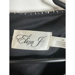 Eliza J Womens Black White‎ Chevron Popover Sheath Dress Sleeveless Size 10 thumbnail 6
