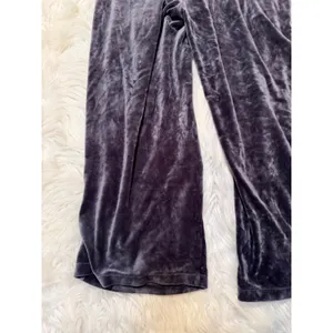 24/7 By Soma Women's Sz XL Cropped Wide Leg Lounge Pant Dark Gray Velour Pockets thumbnail 6