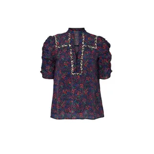 Nanette Lepore Ditsy Daze Top in Blue 4 Womens Silk Floral Blouse thumbnail 10