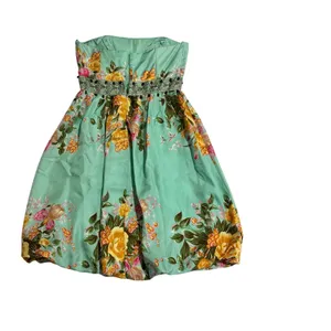 Vintage Y2K Plenty Silk Strapless Floral Bubble Hem Mini Dress Size 8 FLAW thumbnail 2