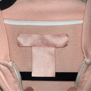 Vintage Stussy Y2K Baby Pink Full Zip Lightweight Jacket Size: Large thumbnail 5