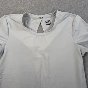 FILA Women's X-Large Activewear Top Gray Short Sleeve Keyhole Back Performance thumbnail 4