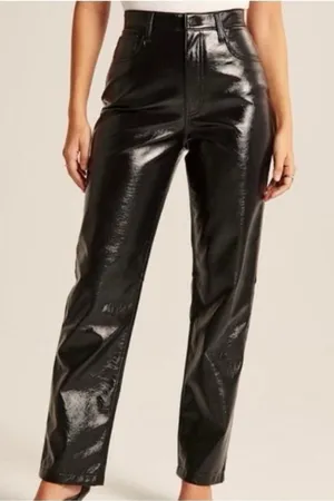 Abercrombie & Fitch The 90s Straight Ultra High‎ Rise Curve Love Vinyl Pants 33 thumbnail 1