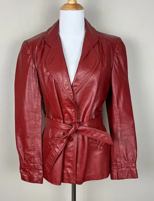 Vintage WINLIT Leather Jacket Womens Small M Red Rust Mod Gogo Hipster 1960s‎ 13 thumbnail 1