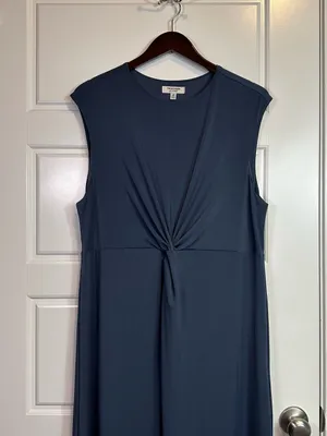 The Occasion by Old Navy Twist-Front Flattering Fit Maxi Dress Navy Size XL Tall thumbnail 4
