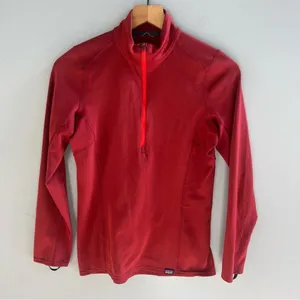 Patagonia Midweight Capilene Baselayer Crimson Red Pullover Zip Neck Shirt XS thumbnail 2