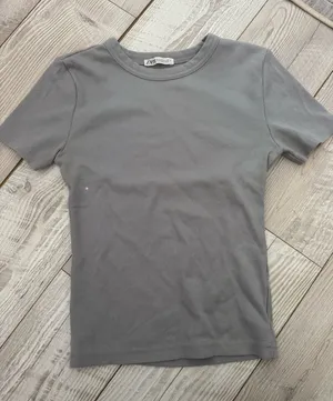 ZARA Ribbed Short Sleeve Top thumbnail 1