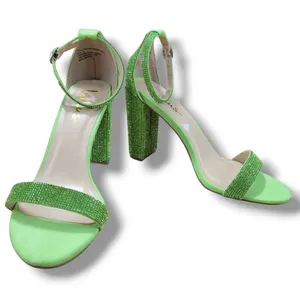 Lulus Shoes Size 10 Lulus Taylor Rhinestones Ankle Strap Heels Green With Flaws Missing Rhinestones thumbnail 1