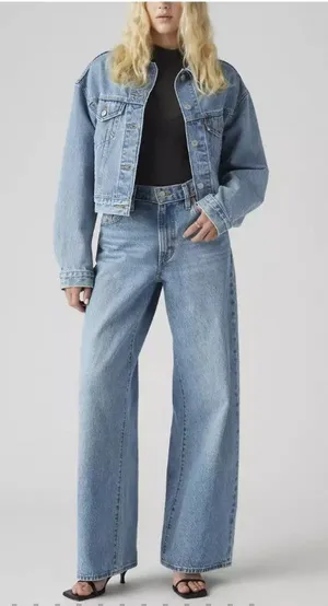 New Levi's Premium 26x29 XL Straight Baggy Jeans Thanks Friend Medium Wash thumbnail 1