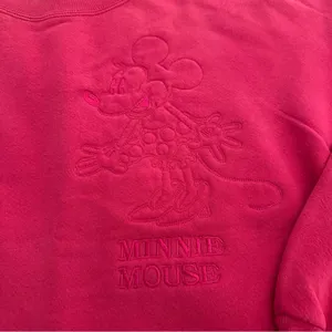 Vintage Disney Pink Embroidered Minnie Mouse Oversized Women’s Sweatshirt thumbnail 3