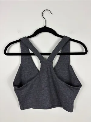 Quince Ultra Soft Cropped V-Neck Tank Top Heather Charcoal Gray Women's Medium thumbnail 5