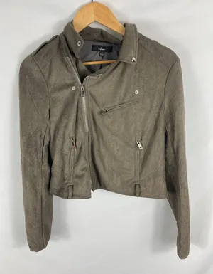 Lulus Faux Suede Brown Zip Up Jacket Size Large thumbnail 1