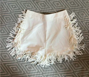Fringed White Shorts Size 6 thumbnail 1