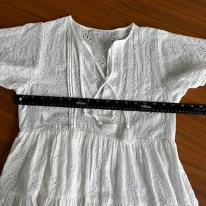 Olivaceous Eyelet‎ Sundress S White Cottagecore Summer Beachy Coquette Preppy thumbnail 11