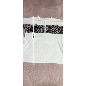 Size M Thermal Waffle Top Long Shirt‎ Leopard Print Bin11 thumbnail 5