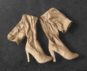 Breckelles Tan Faux-Suede Over-the-Knee Block Heel Boots  thumbnail 2
