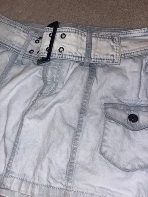 Light Wash Denim Mini Skirt with Belt thumbnail 4