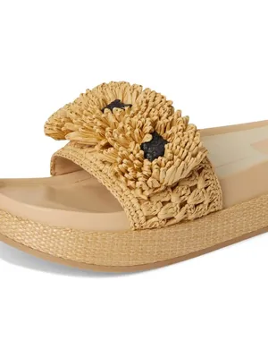 NEW $140 Dolce Vita Sidona Boho Flower Raffia Platform Slide Sandals 9.5 Resort thumbnail 5