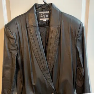 Global Identity Leather G III Double Breasted Black Blazer Style Trench Coat Med thumbnail 2