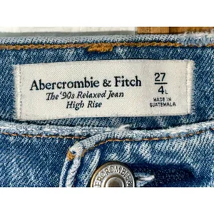 Abercrombie & Fitch 90s Relaxed High Rise Blue Denim Distressed Jeans Size 27 4 thumbnail 3