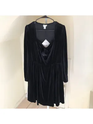 Ava + Viv NWT Women's Long Sleeve Rosette Midi A-Line Velvet Dress Size XXL thumbnail 2