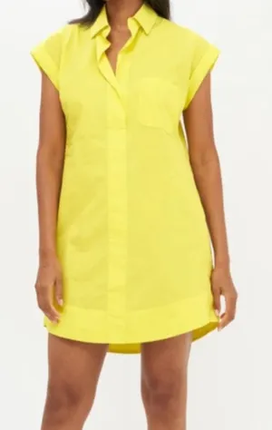 Oliphant Tuckernuck Cotton Poplin Short Sleeve Mini Shift Dress Yellow Large thumbnail 1