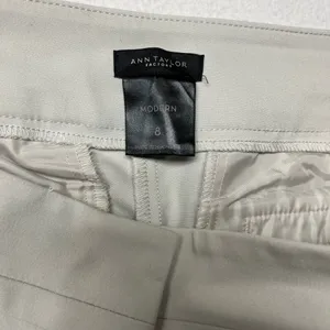Ann Taylor Woman's Curvy Wide Leg Pant Size 8 Ivory Stretch High Rise thumbnail 7