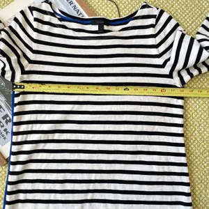 Women's Striped J.Crew Dress Midi Size‎ Small GUC 100% Cotton Black White Piping thumbnail 7