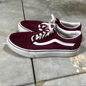 Vans Red and White Sneakers Classic Low-Top Style thumbnail 2
