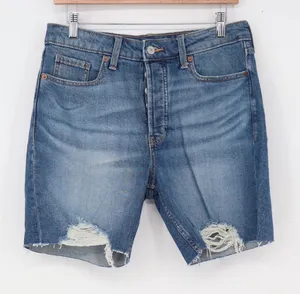Old Navy Shorts Womens 8 OG Straight Blue High Rise Distressed Raw Hem Excellent thumbnail 1