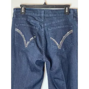 NYDJ‎ Straight Leg Mid Rise Dark Wash Jeans With Jeweled Back Pockets Size 8 thumbnail 6
