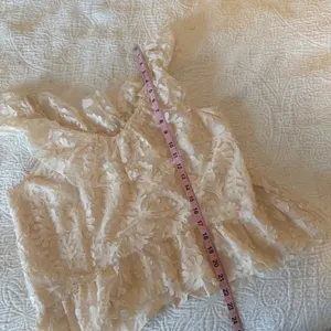 Anthropologie Textured Off The Shoulder Lace Blouse Cream Large thumbnail 10