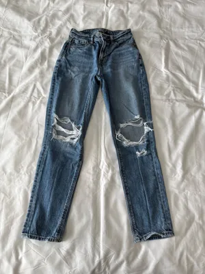 Medium Wash Strigid Ripped Mom Jeans thumbnail 2