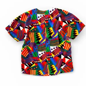 Martinique 90s Geometric Color Splash Short Sleeve Top size Medium thumbnail 3