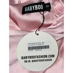 NWT Babyboo Makalita Blush Pink Satin Lace Up Back Slit Slip Maxi Dress Size XS thumbnail 11