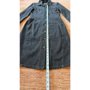 Vintage Hennes Denim Button Front Shirt Dress Dark Wash Size 36 thumbnail 6