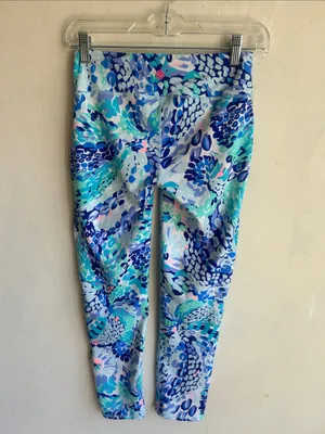 Lilly Pulitzer Luxletic Weekender Oasis Wave After Wave Cropped Leggings Sz Sm thumbnail 9