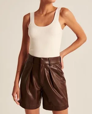Abercrombie NWT 6 Inch Vegan Leather Tailored Shorts thumbnail 2