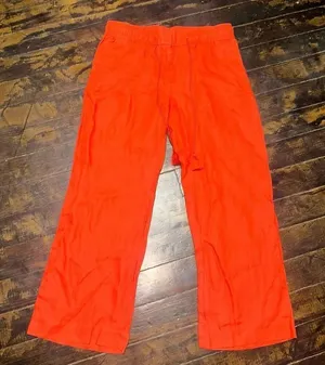 Loft linen red 6P cropped normcore beachy wide leg pants thumbnail 1