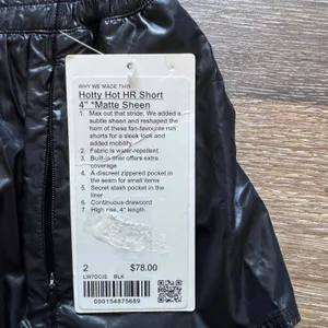 Lululemon Hotty Hot Short High Rise 4” Matte Sheen, Black Size 2 NWT thumbnail 4